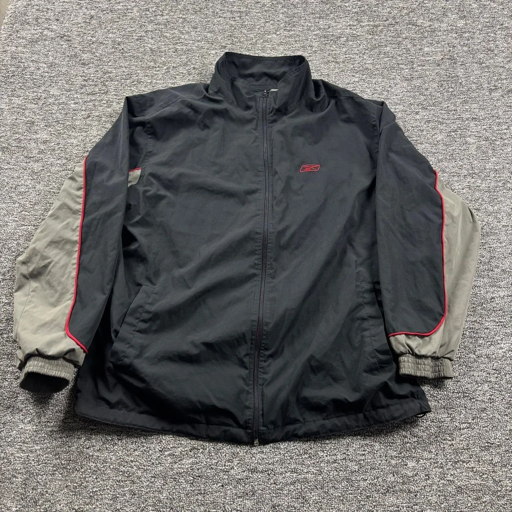 Y2K 2000s Reebok Black Windbreaker Track Jacket Men's Size XL